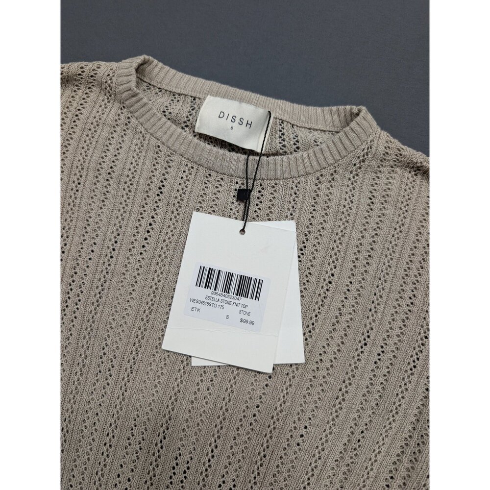 DISSH Estella Stone Knit Top Long Sleeve Crew Neck Size S
